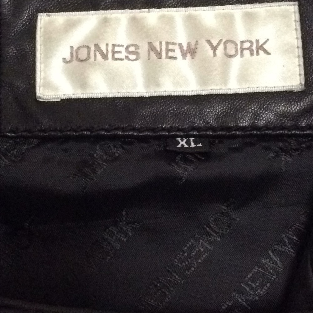 Black Leather Moto Style Jacket Jones New York